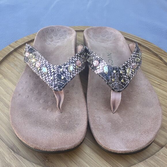 Vionic Lucia Sandals Womens Size 8 Snake Print Embellished Flip Flop Shoes - Picture 3 of 8